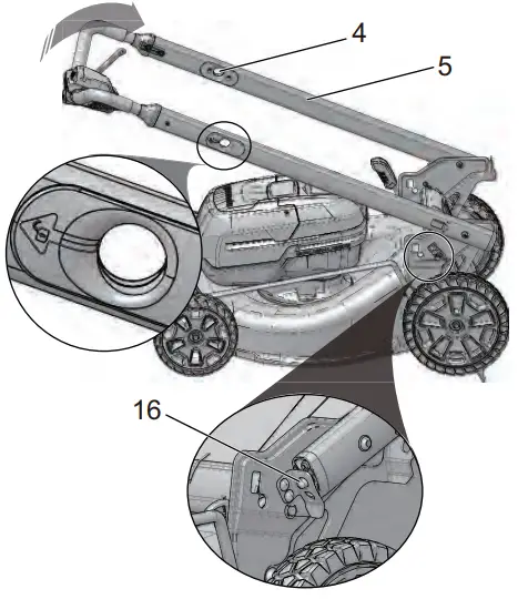 greenworks LME474 48V 14 Brushless Cordless Lawn Mower - HANDLE