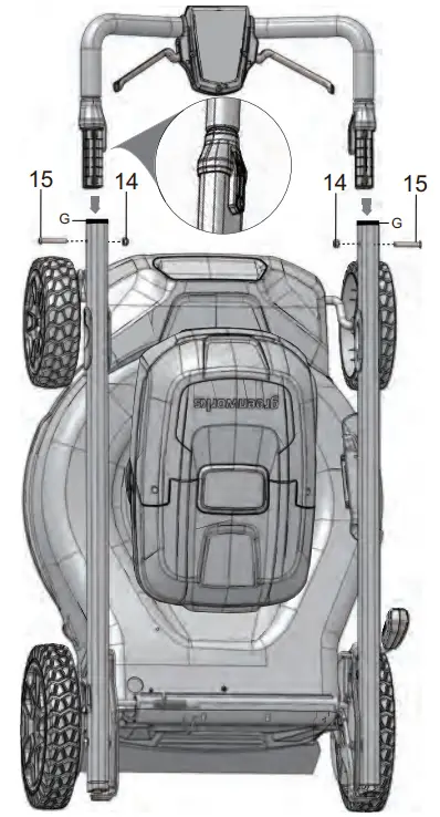 greenworks LME474 48V 14 Brushless Cordless Lawn Mower - POSITION