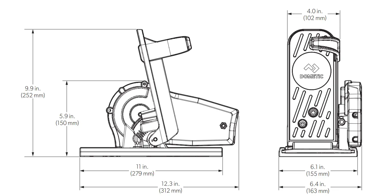 DOMETIC FT7000P Pro-Pedal Foot Throttle Instruction Manual - Rear (Stern) Mount Engine Control Dimensions