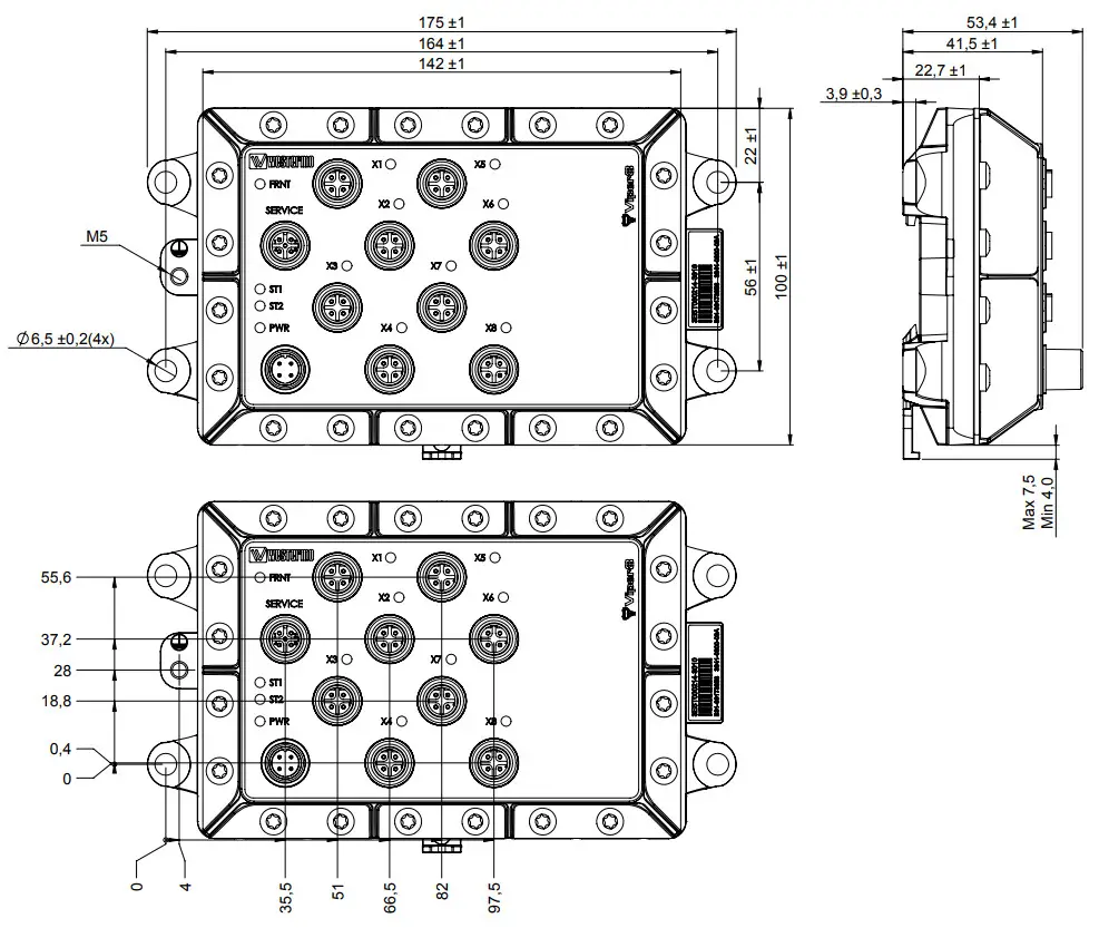 westermo Viper 408 Managed 8 port Ethernet Switch - Dimensions