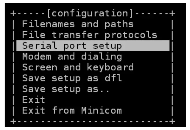 Serial port setup