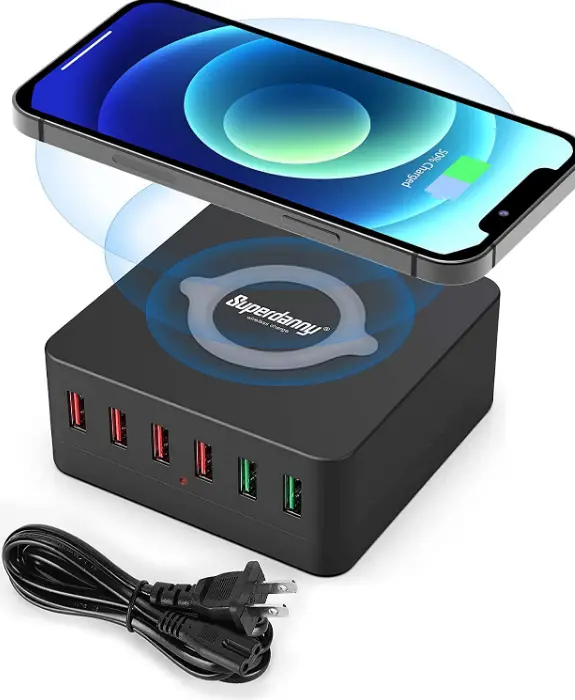 Superdanny X9 LED Display USB Charging Station with Wireless Charger