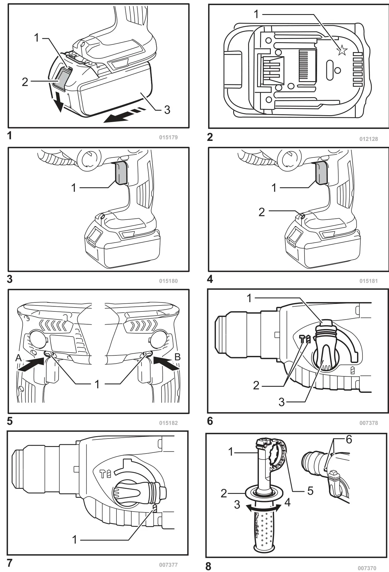 makita DHR164 Cordless Rotary Hammer - Figure 1-8