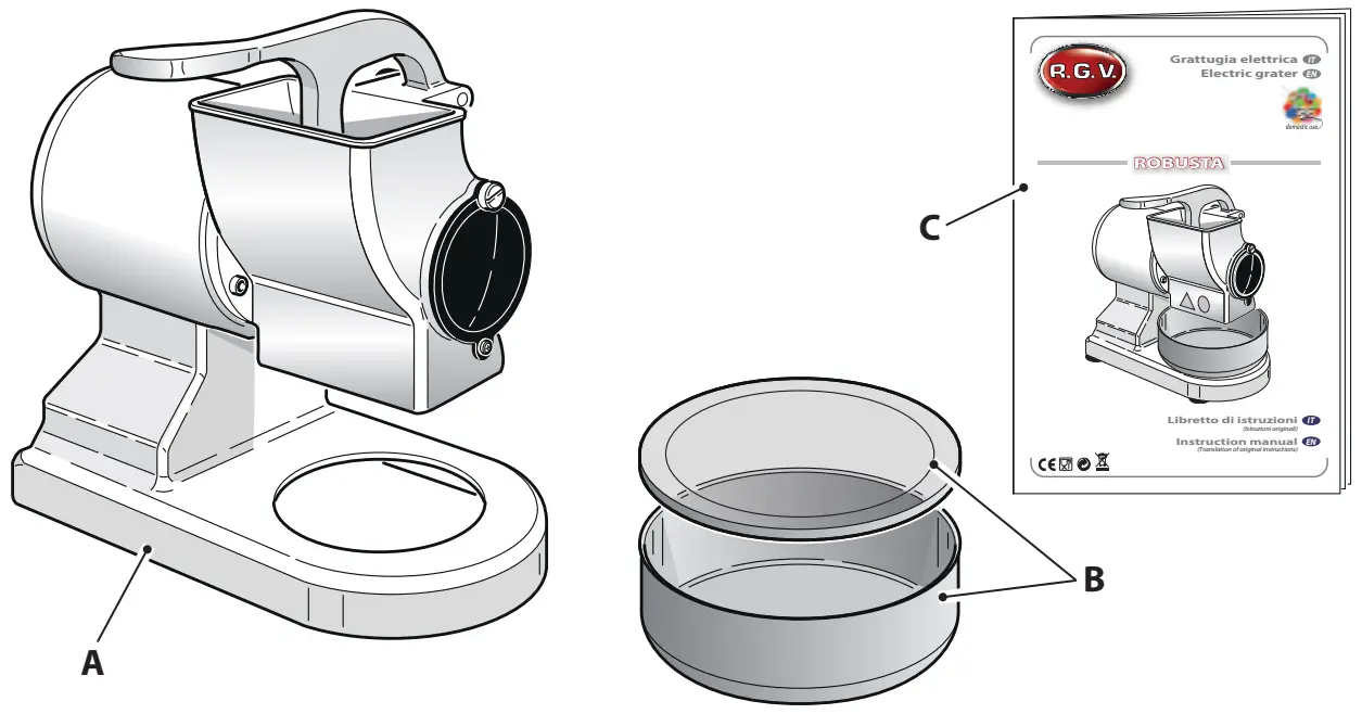 RGV ROBUSTA Electric Benchtop Cheese Grater - Package