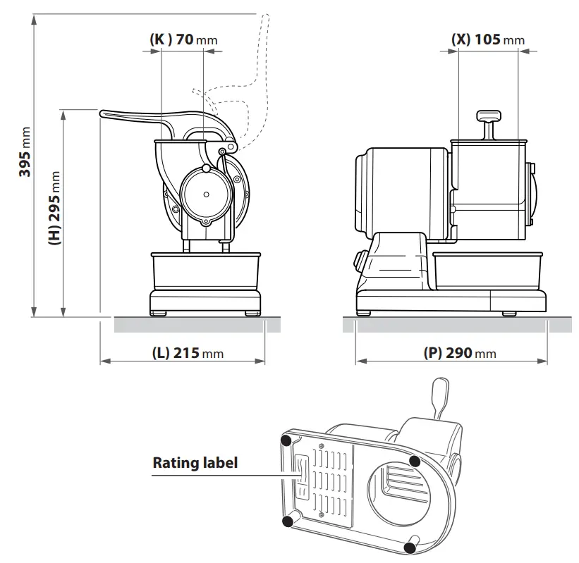 RGV ROBUSTA Electric Benchtop Cheese Grater - Specifications