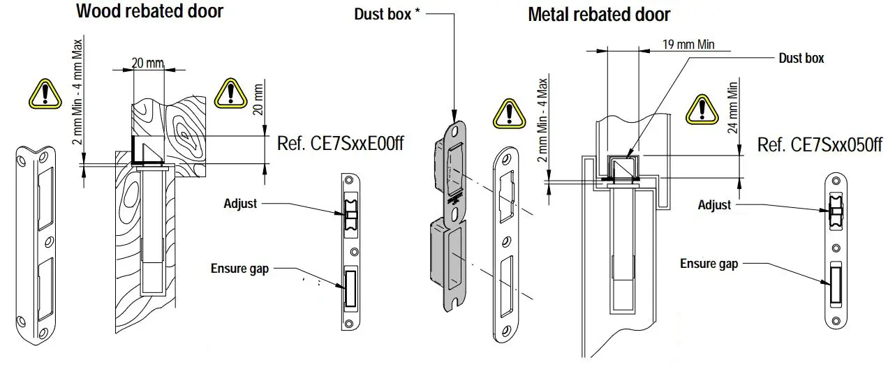 SALTO LE7S05 Asymmetric Mortise Lock Installation Guide - Strike installation