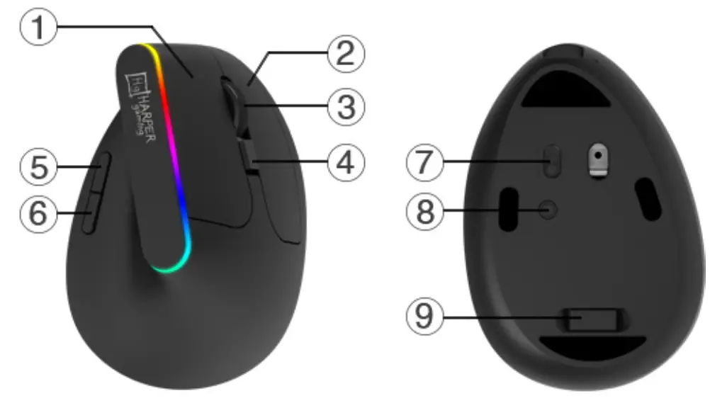 HARPER WGM 07 Vertical Wireless Gaming Mouse - button