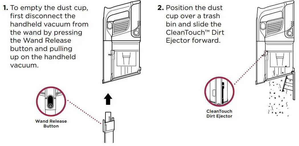 Shark ROCEKT PRO Powerfins Cordless Vacuum User Guide - EMPTYING THE DUST CUP