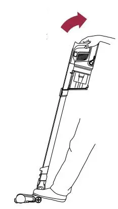 Shark ROCEKT PRO Powerfins Cordless Vacuum User Guide - Slide the power button to the desired power setting. Place your foot on the floor nozzle and tilt the handheld vacuum back