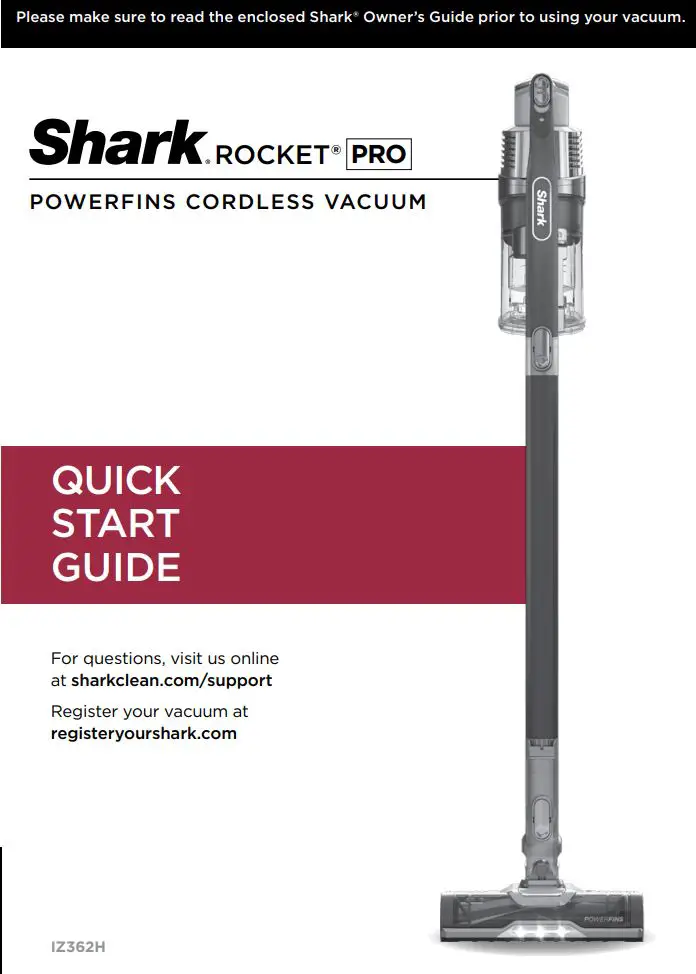Shark ROCEKT PRO Powerfins Cordless Vacuum User Guide