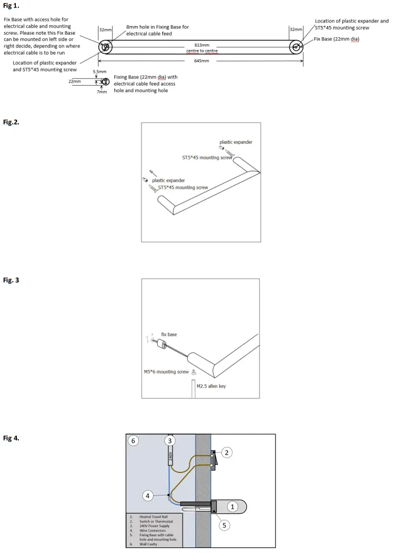 COLDBUSTER HTW 1RHR Single Rail Horizontal Heated Towel Warmer - fig