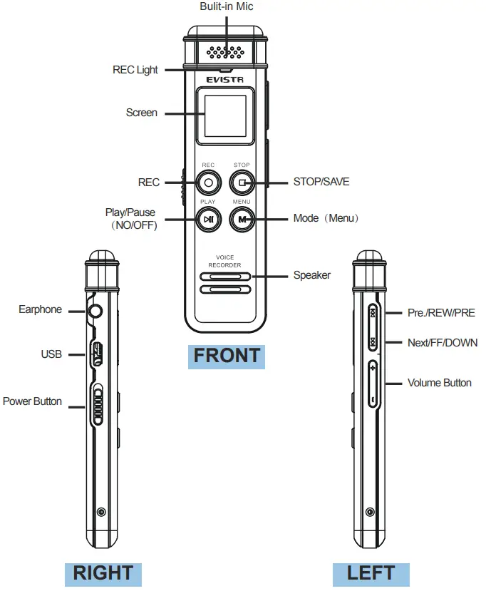 EVISTR L15 Digital Voice Recorder - 14