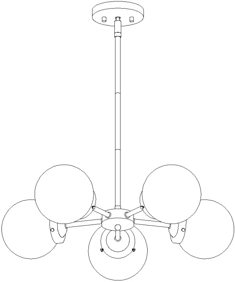 Uolfin 5-Light Matte Gold Contemporary Chandelier a01