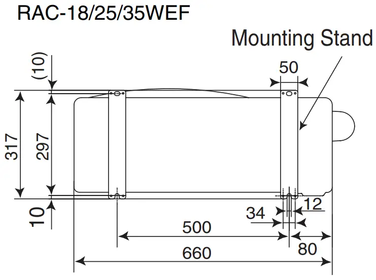 Dimension of Mounting Stand of the Outdoor unit