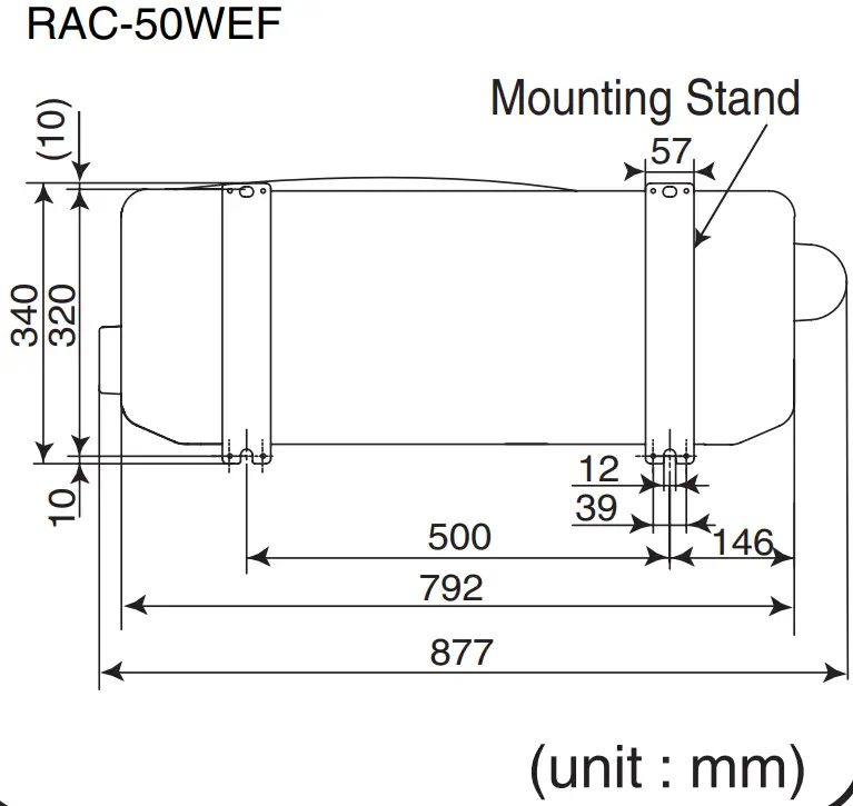 Dimension of Mounting Stand of the Outdoor unit