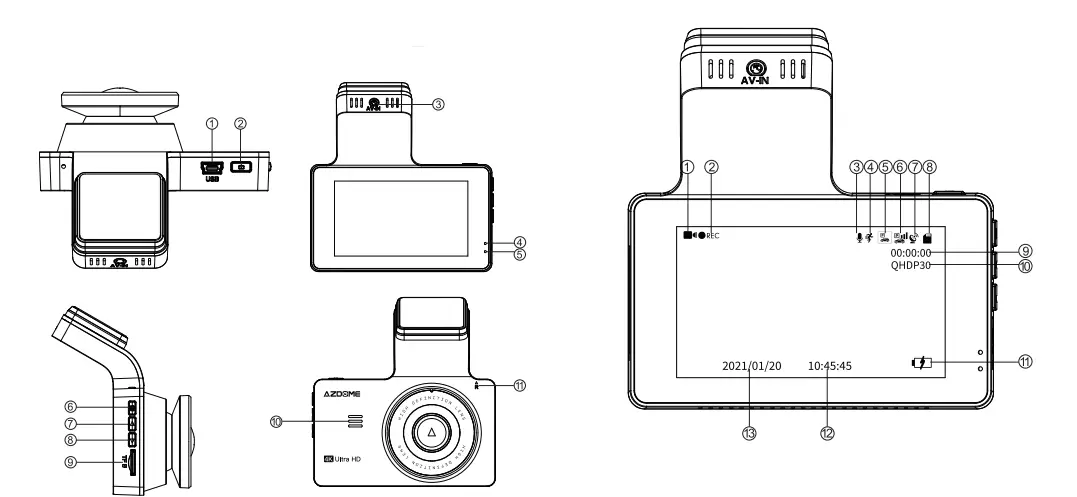 AZDOME-M63-Dash-Cam-Dual-Lens-4K-UHD-Recording-Car-Camera-FIG-2
