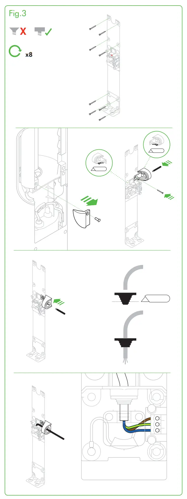 For side cable entry installation