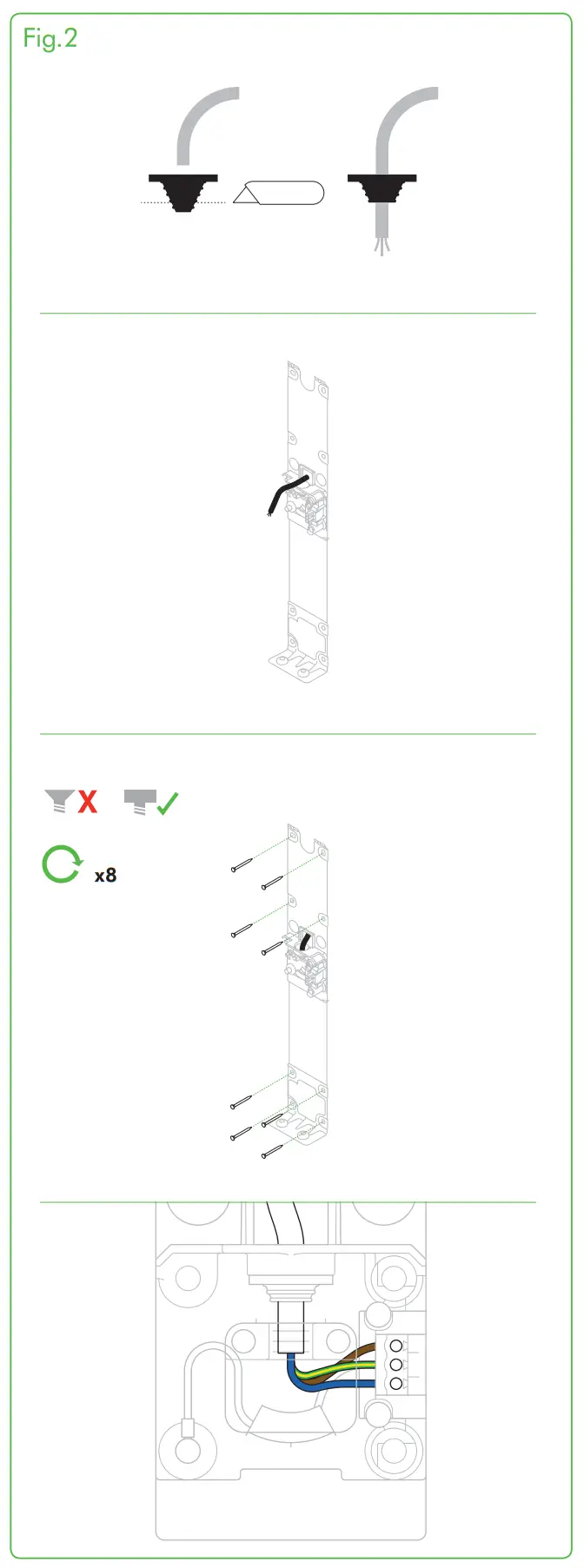 For rear cable entry installation