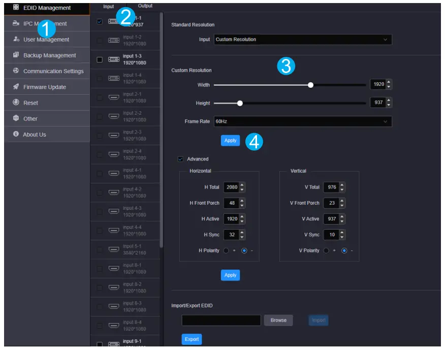 NOVASTAR H Series Video Wall Splicer -- SETTING