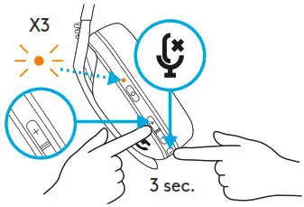 logitech G435 Ultra Light Wireless Bluetooth Gaming Headset - MUTE UNMUTE AND MAX VOLUME 2