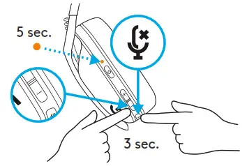 logitech G435 Ultra Light Wireless Bluetooth Gaming Headset - MUTE UNMUTE AND MAX VOLUME 3