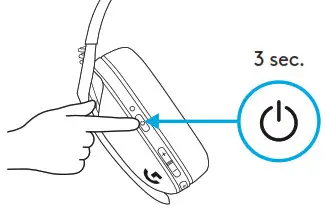 logitech G435 Ultra Light Wireless Bluetooth Gaming Headset - POWER ON AND OFF 2