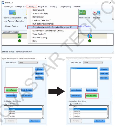 NOVASTAR VX2U LED Display Video Controller User Manual - Import cabinet configuration file into VX4U