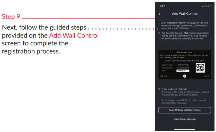 bryant SYSTXBBECC 05RI Evolution Connex Control Registration - Bryant Home app stap 9