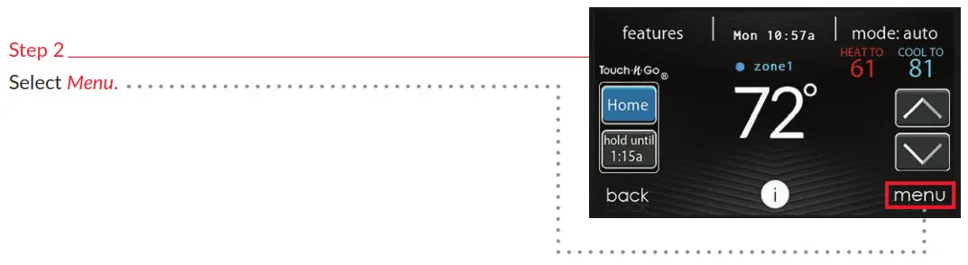 bryant SYSTXBBECC 05RI Evolution Connex Control Registration - Step 2 Select menu
