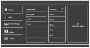 kogan KAMN27F24SB 27-Inch Curved Full HD 240Hz FreeSync Gaming Monitor - osd