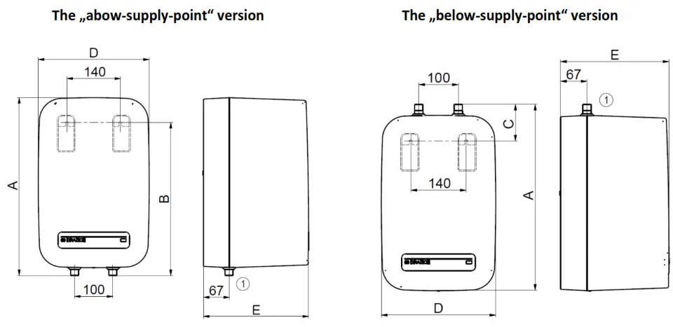 DRAZICE TO 5 1 UP IN Electric Water Heater - DIMENSIONS