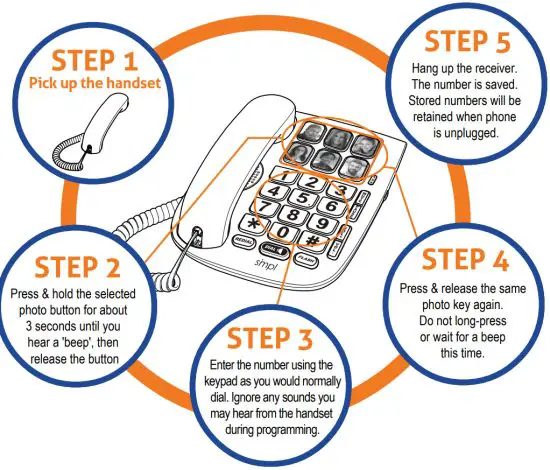 simpl 56010 Hands Free Dial Photo Memory Corded Phone