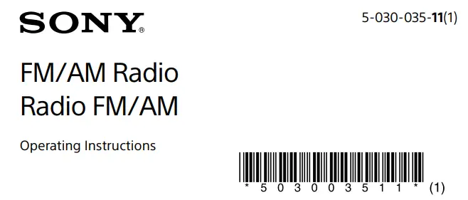 SONY ICF-P27 FM and AM Portable Radio Instruction Manual