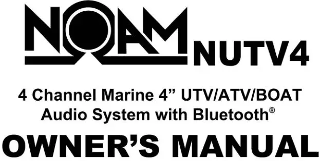 NOAM Audio System with Bluetooth Marine 4 UTAH ATV Boat Owner's Manual