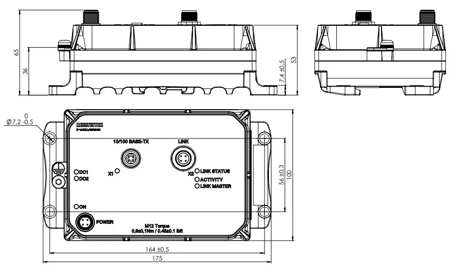 westermo DDW 002 B1 Ethernet Broadband Bridge - Dimensional drawing