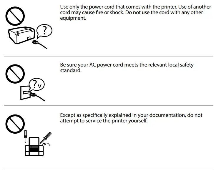 EPSON WF-2870 Series Compact Multifunction Inkjet Printer User Guide - Important Safety Instructions