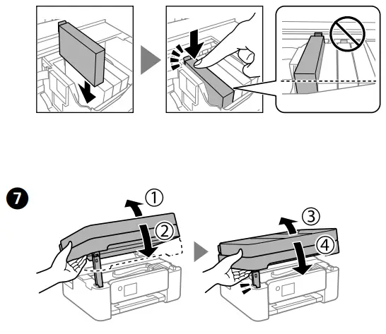 EPSON WF-2870 Series Compact Multifunction Inkjet Printer User Guide - Insert the nex ink cartridge and press it down firmly