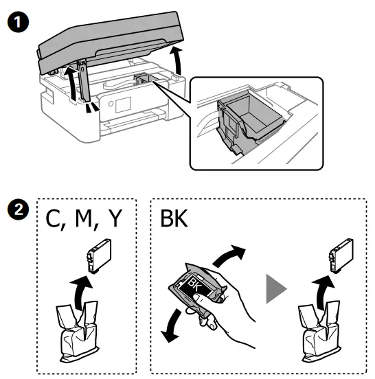 EPSON WF-2870 Series Compact Multifunction Inkjet Printer User Guide - Installing lnk cartridges