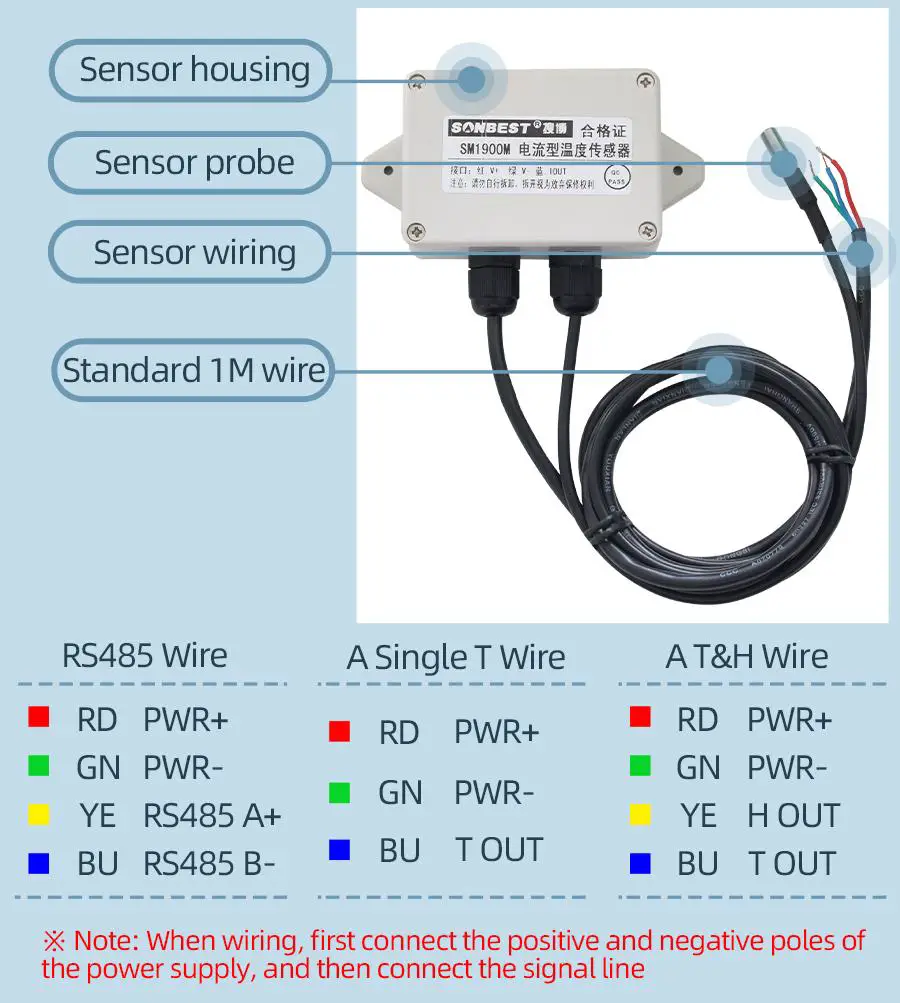 SONBEST SM1900M 4 20mA Current Type Protection Type Temperature Sensor - wiring