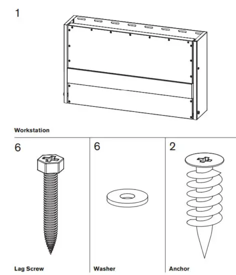 Montezuma MFS3219B Fold Down Workstation - PARTS LIST