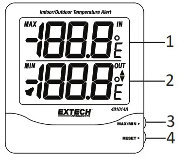EXTECH 401014A Big Digit Indoor or Outdoor Temperature Alert - Meter Description