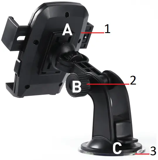 TELLUR TLL171241 Car Phone Holder MCH5 for Windshield Product diagram