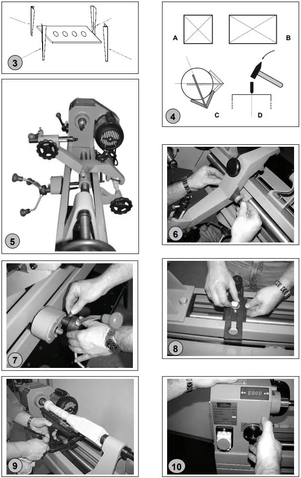 Gude GDM 1000 Professional Wood Lathe Machine Instruction Manual - Fig 2