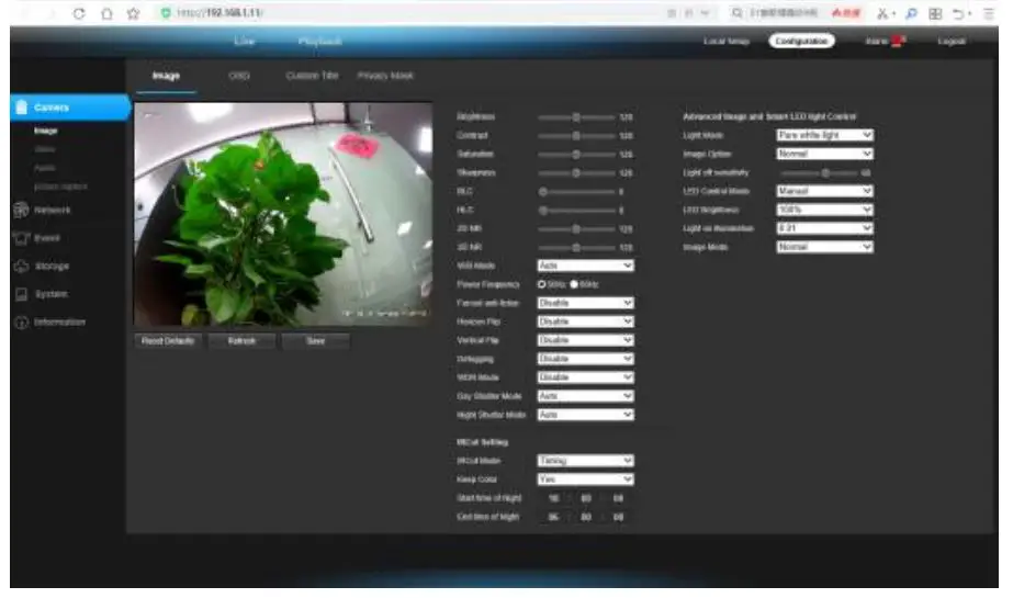 VIKVIZ IP Camera User Guide - Configuration - Camera - Image - Power Frequency