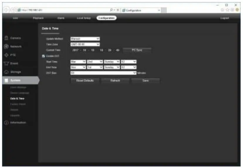 VIKVIZ IP Camera User Guide - Configuration - Configuration - System - Time setup