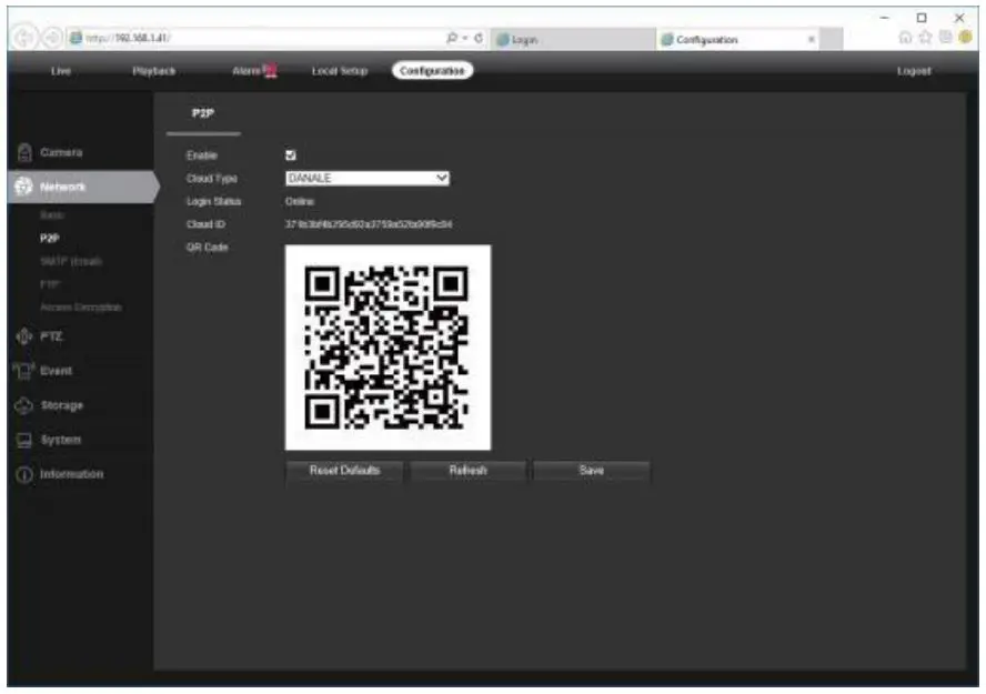 VIKVIZ IP Camera User Guide - Configuration - Network - P2P