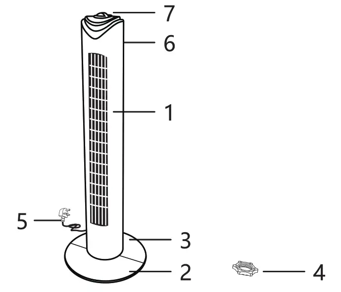 aigostar 330100SEM Mechanical Oscillating Tower Fan - fig