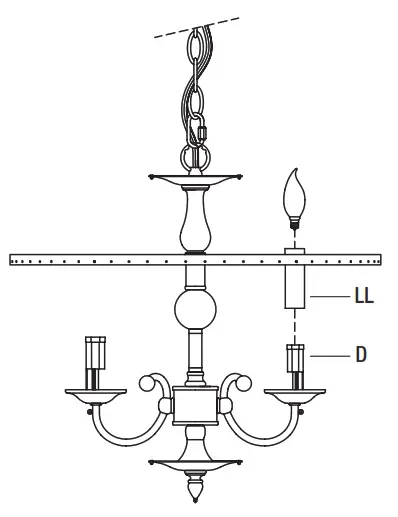 HOME DECORATORS COLLECTION HD 1145MB 3 Light Chandelier - bulbs