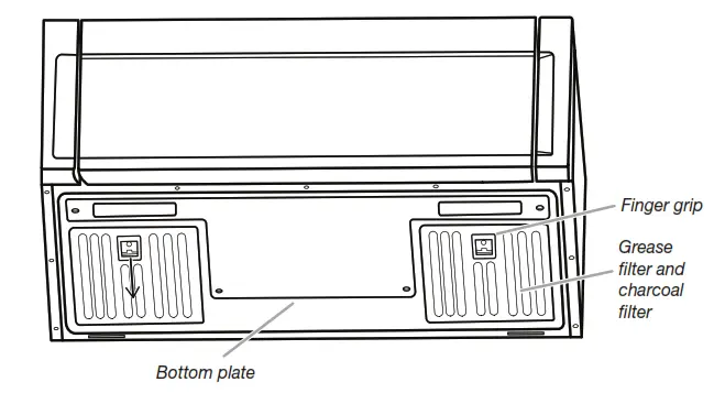 remove the grease filter and charcoal filter 1