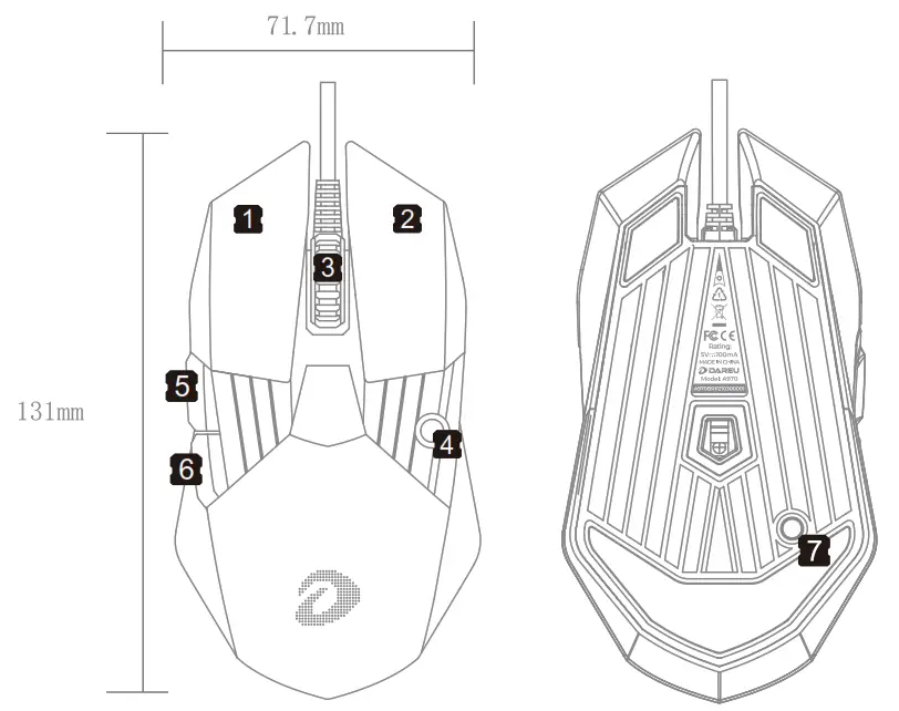 DAREU A970 Wired Gaming Mouse - Figure 2
